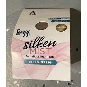 Leggs Womens Silken Mist Ultra Sheer Tights Run Resist Technology Size A NUDE